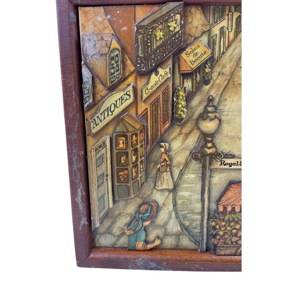Vintage Anton Pieck Box Purse With Lucite Handle & New Orleans Scene - Picture 3 of 11